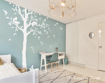 Naklejka ścienna Drzewo i Wiewiórka – Mural do pokoju dziecięcego