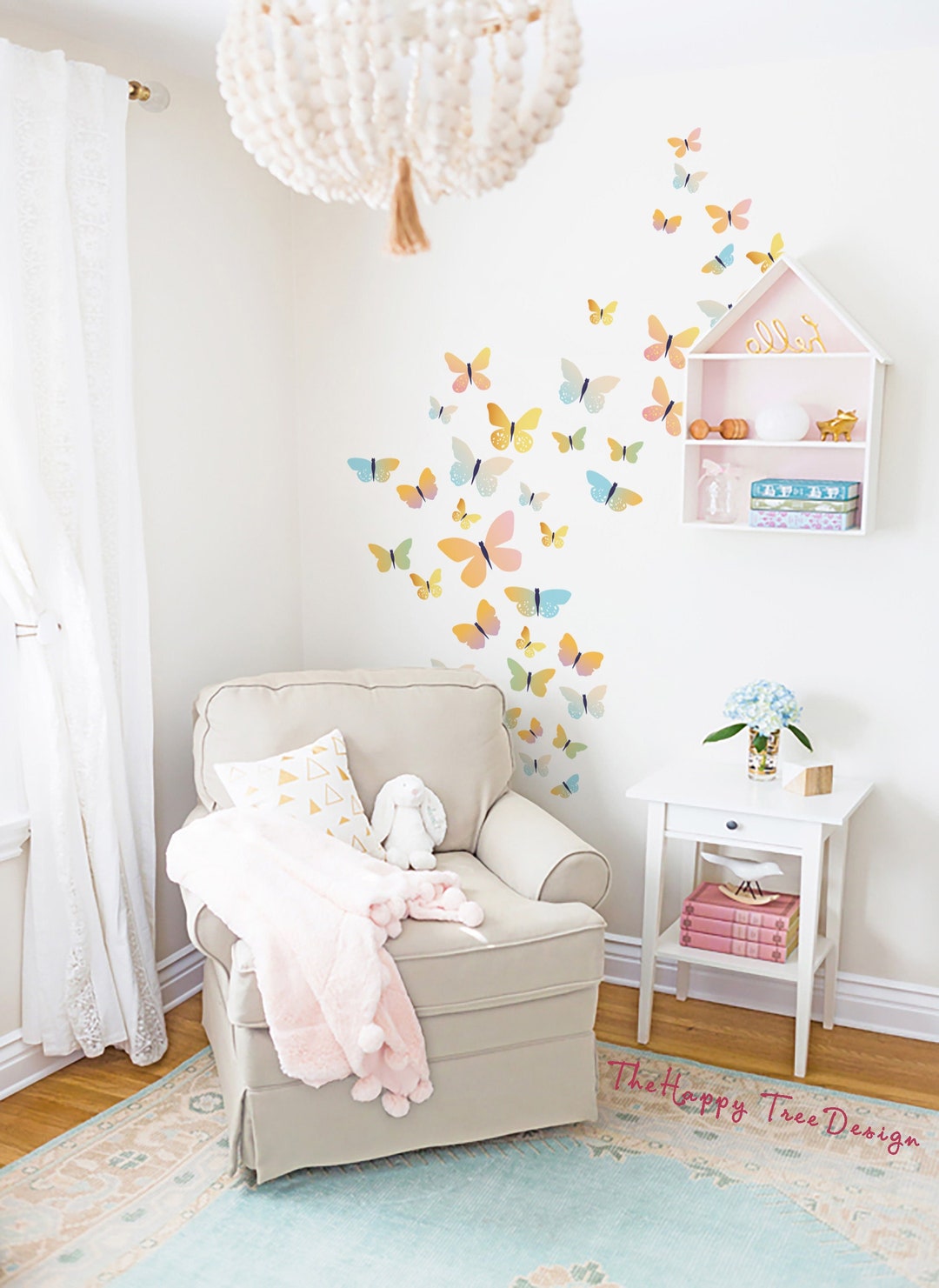 Butterfly Wall Design Colorful Butterfly Design Decal Kid Room - Etsy