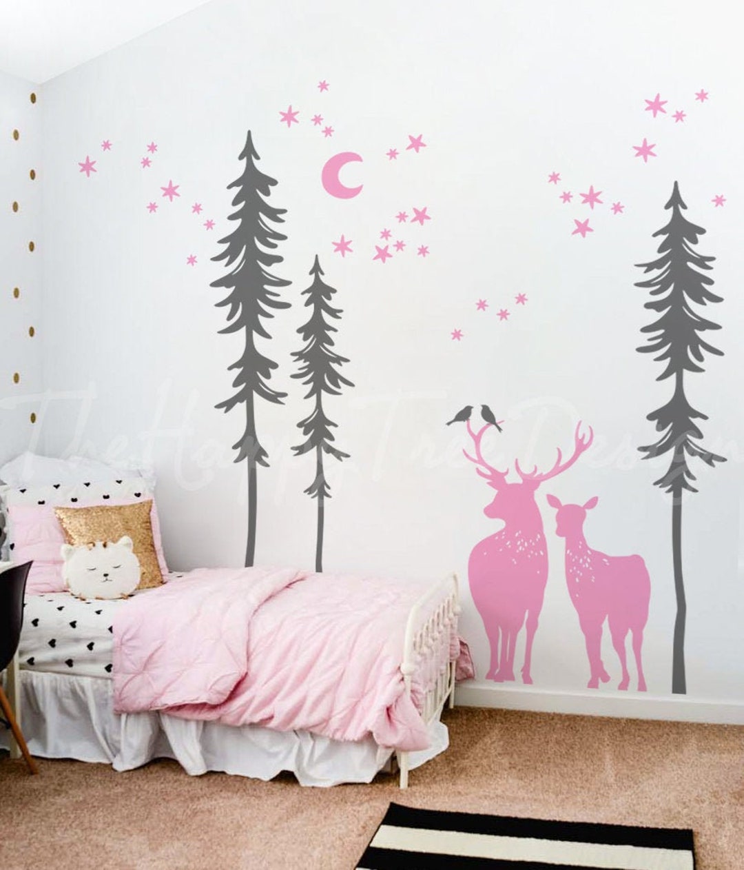 Forest Deer Wall Decal Set Spruce Mural Wall Sticker for Any Room Big ...