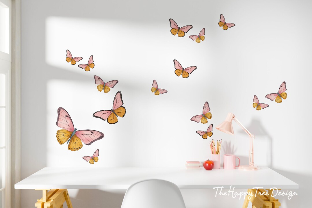 Watercolor Butterfly Wall Decal Set | Kid Room Mural - Etsy
