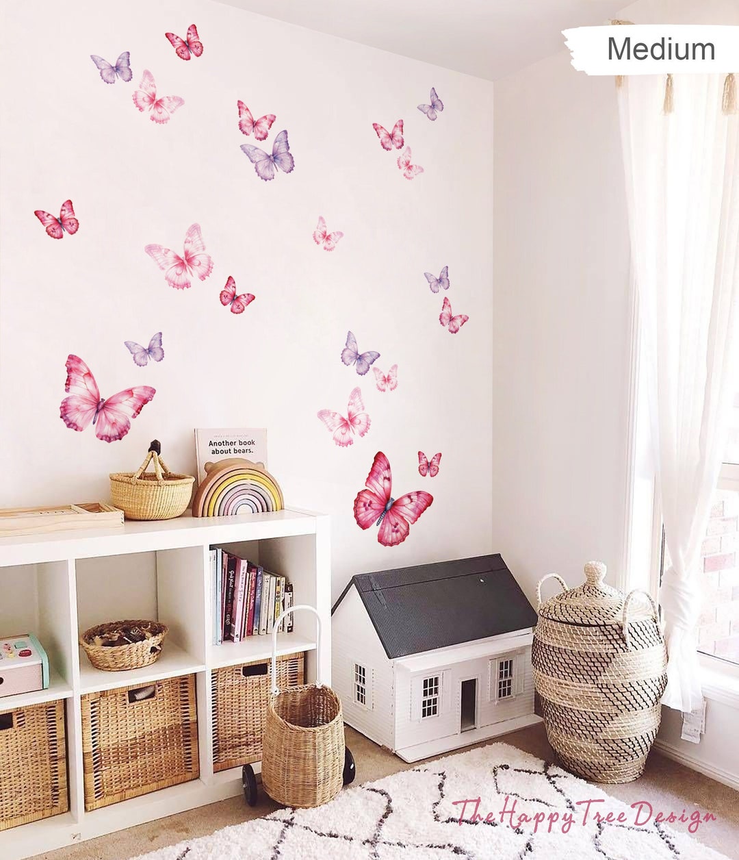 Pink Butterfly Wall Decal Set | Kid's Room Decor - HT155 - Etsy