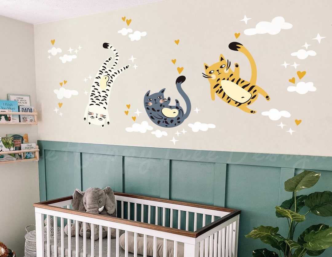Playful Kitten Wall Decal Set – Cat Mural for Kid's Room - Etsy