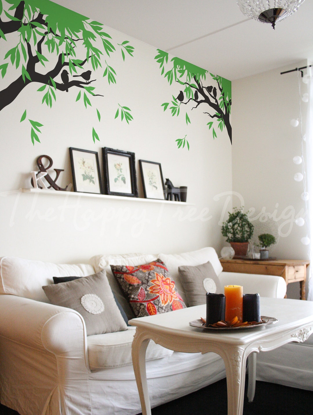 Branch Tree Wall Design Two Side Mural Set Big Tree Sticker Decal ...