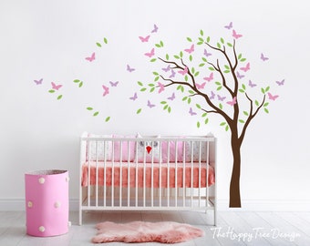 Sticker mural arbre aux papillons – chambre d'enfant, chambre d'enfant