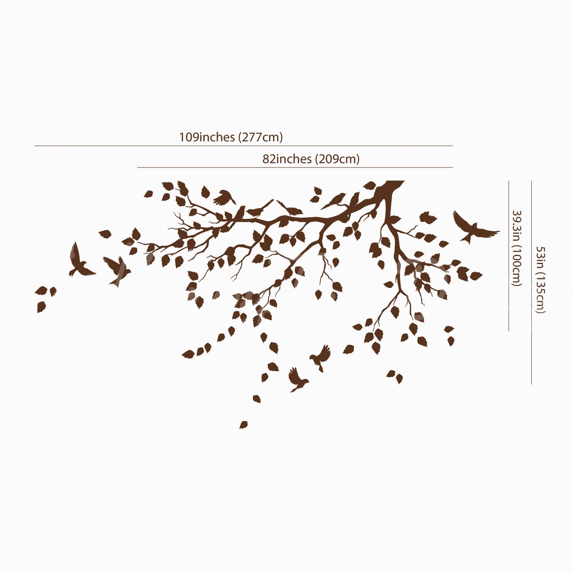 White Wall Accent Decal Set Nursery Branch Mural Set White Etsy