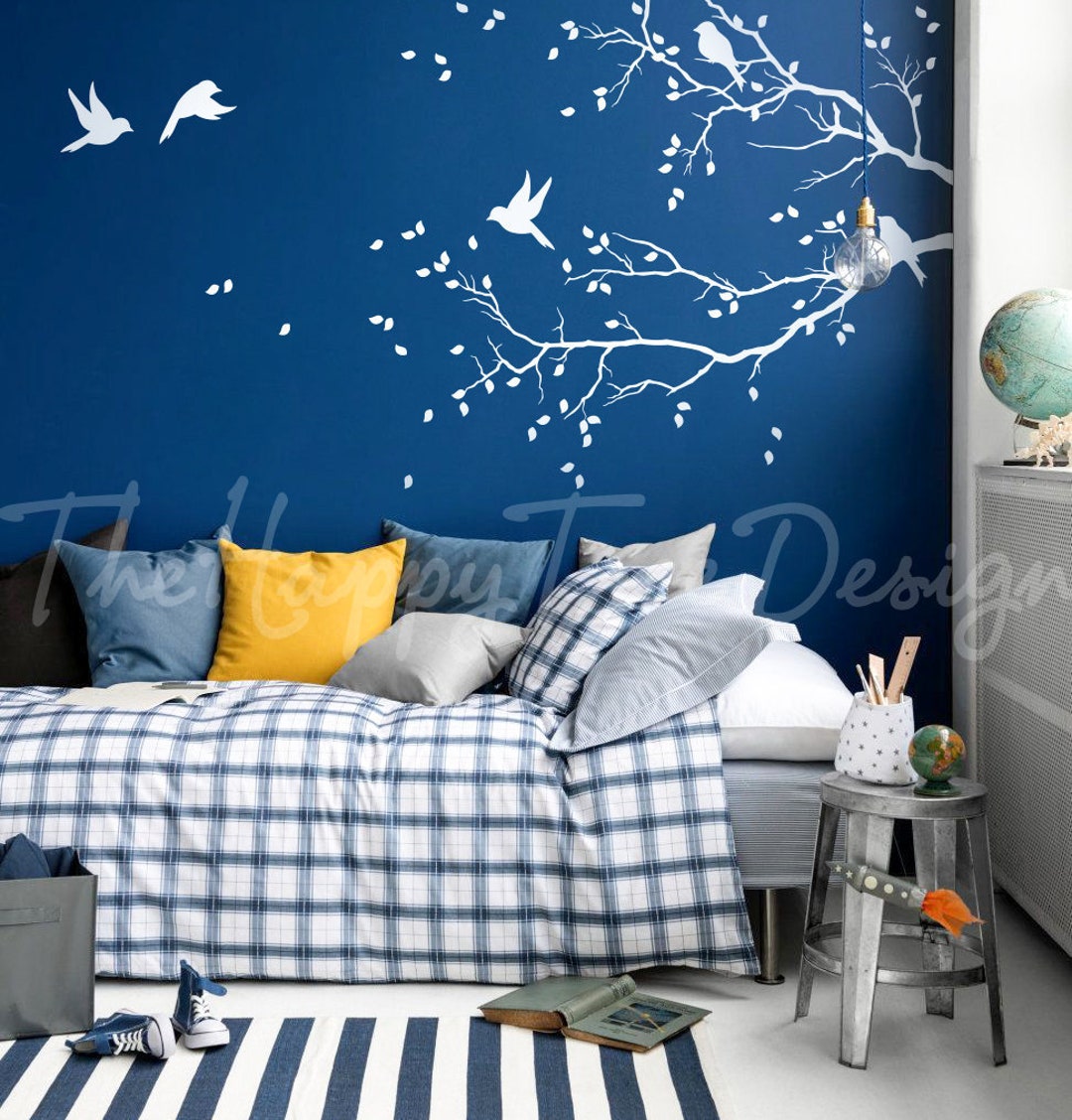 Wild Branch Wall Decal – Birds & Leaves, Colorful Decal Set - Etsy