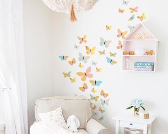 Bunte Schmetterlings-Wandaufkleber - Umweltfreundliche Kinderzimmerdeko
