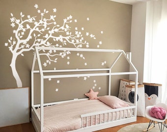 White Blossom Tree Wall Decal – Whimsical Nursery Mural