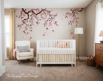 Cherry Blossom Tree Wall Decal – Nursery Branch Mural, Kid's Room Decor