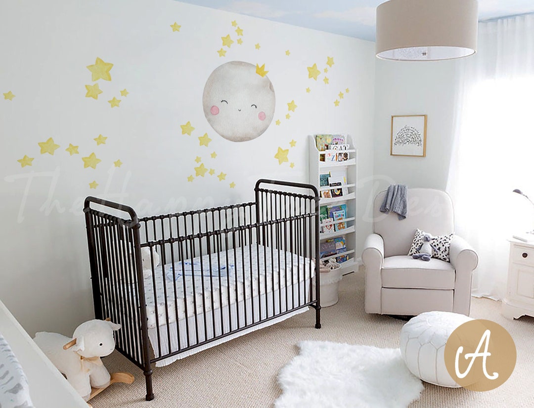 Watercolor Moon and Stars Decal Set – Kid Room Decor - Etsy