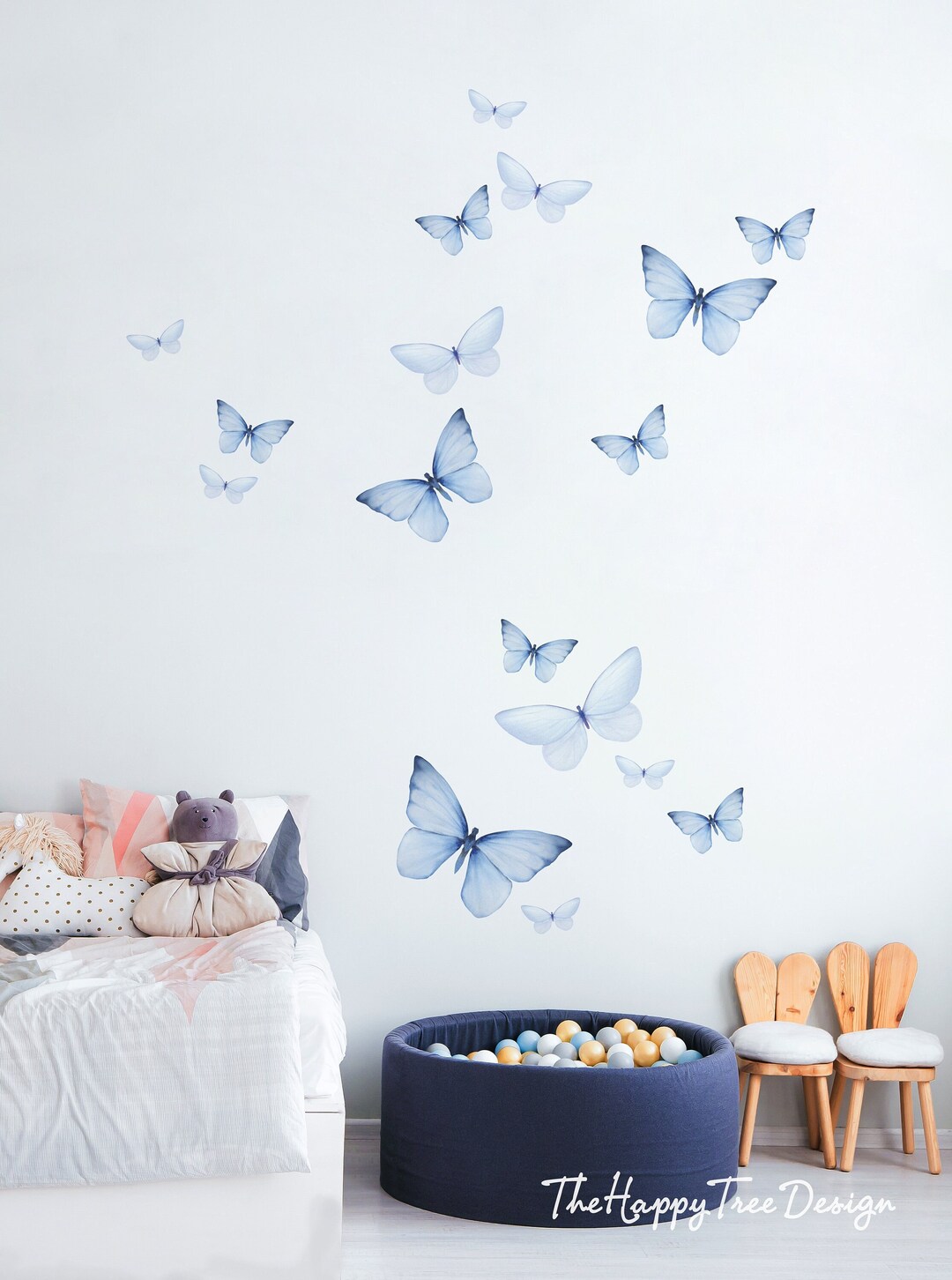 Blue Watercolor Butterfly Wall Decals | Kid's Room Decor - Etsy