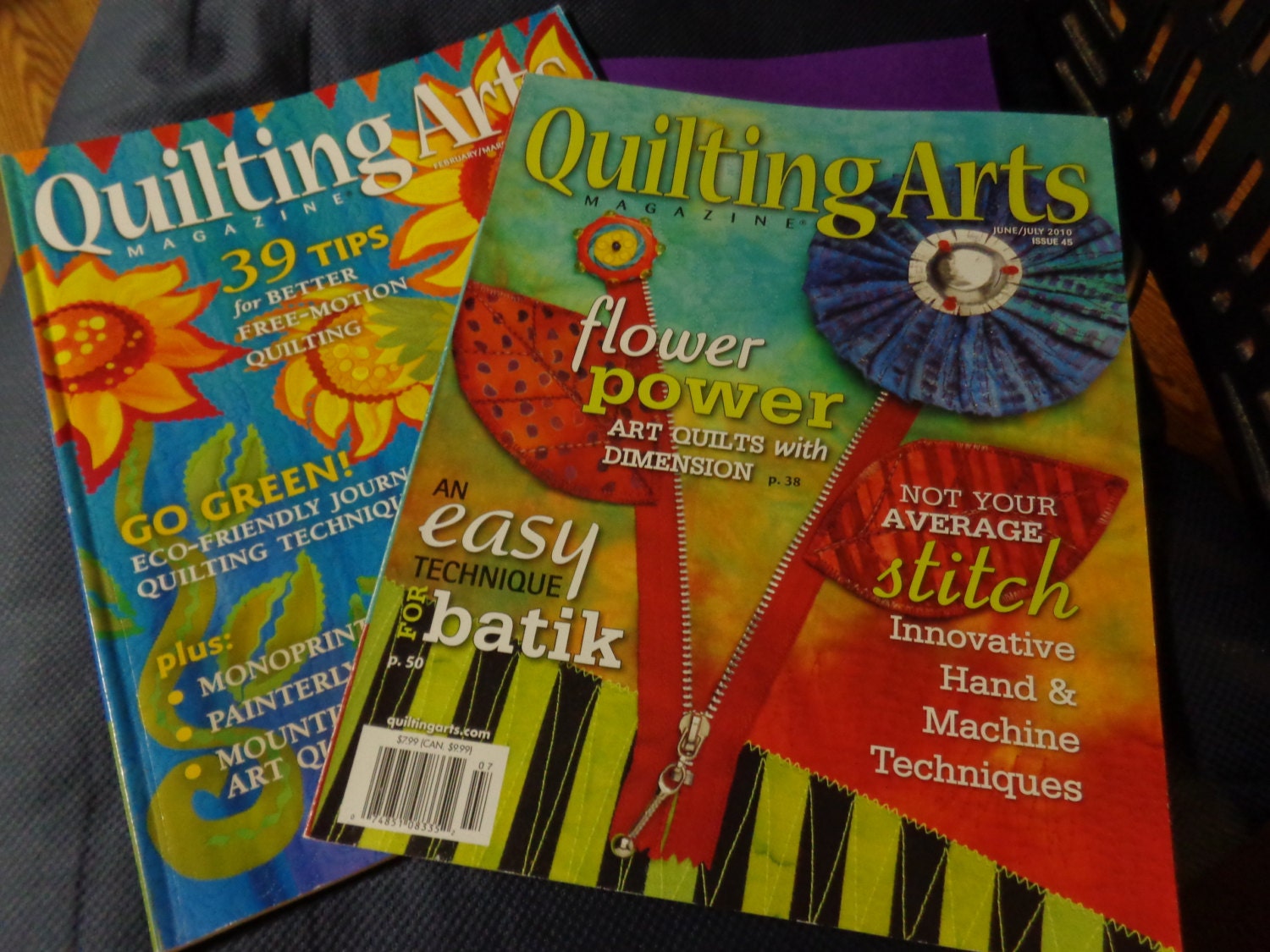 Two 2 Quilting Arts magazines Feb/Mar 08 June/July 10 how to Etsy