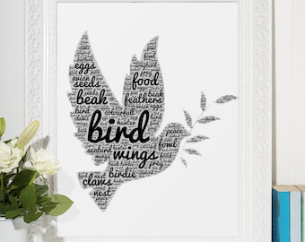 PERSONALISED Nature Dove Bird Print Christmas Birthday Gifts for Everyone - ANY MESSAGE - Birthday A4 Framed Prints