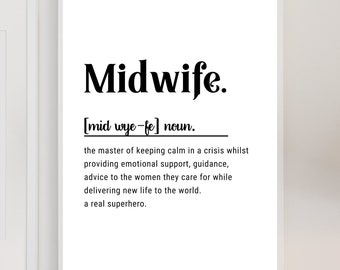 Midwife Print | Midwife Gifts | Bestie Gift | Midwife Birthday Gift | Midwife Definition | Christmas Gift For Him Her | Digital Prints