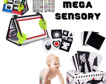 Magic Tissue Box  |Tummy Time,Black and white toy sensory Gift Set Newborn | Monochrome |  Baby Mirror |  |newborn  Baby Development