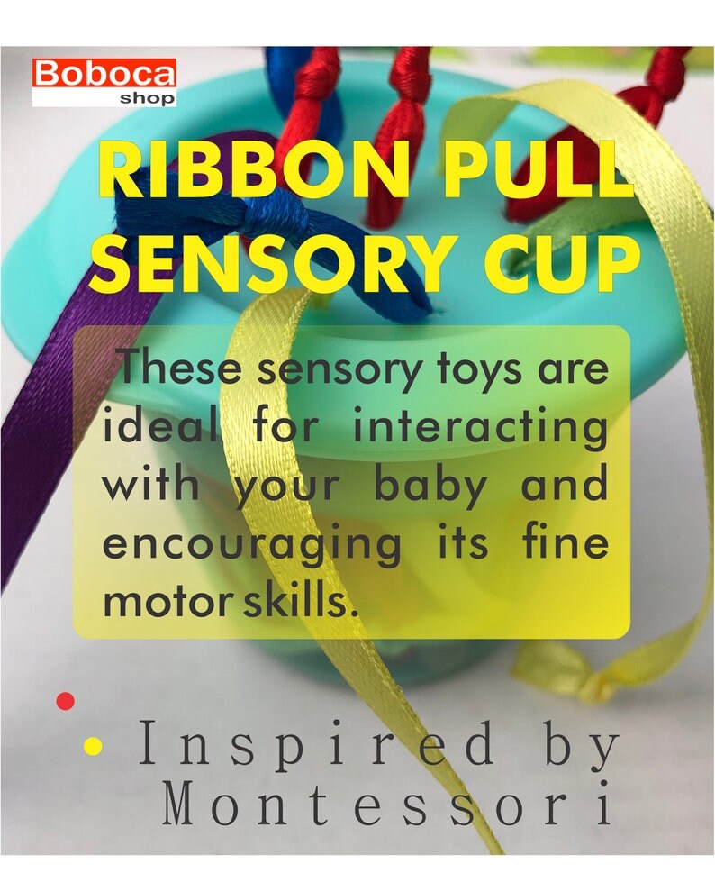 Montessori Toys Sensory Toy Sensory Ribbon Pull Cup Etsy