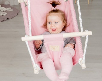 Sedia a dondolo rosa per bambini, amaca in tessuto per interni ed esterni