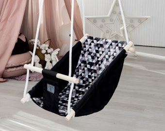 Altalena per bambini Bambini Sedia sospesa Indoor Black Fabric schaukel Sala giochi altalena Seggiolino amaca per bambini