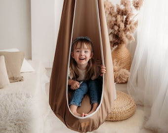 Columpio tipo capullo, silla colgante infantil, columpio sensorial de interior, decoración para sala de juegos infantil.
