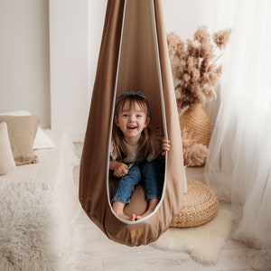 Cocoon swing Kids hanging chair Indoor sensory swing Toddler pod playroom decor