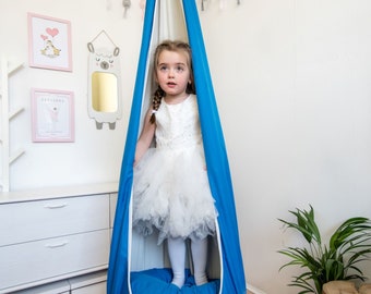 Blue Pod Swing: Indoor Hanging Chair for Kids & Adults