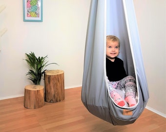 Silla columpio capullo para niños Cápsula colgante Columpio de hamaca sensorial interior para niños pequeños Decoración de la sala de juegos