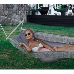 Boho hammock for outdoor Fringed Beach Camping Backyard garden hammocks