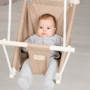 Brown toddler hammock Hanging seat Kids Indoor swing chair First christmas gift Fabric schaukel for children