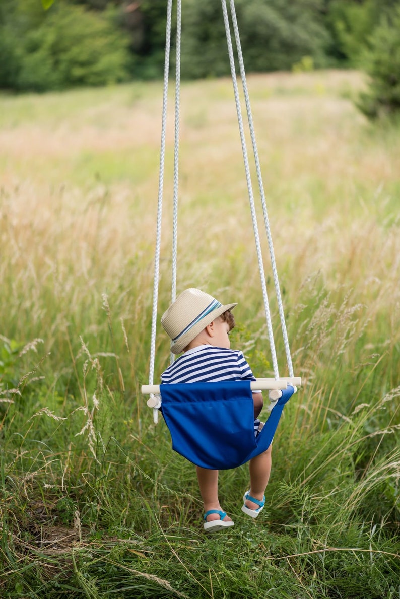 Toddler swing seat Kids Tree Wooden fabric swing Indoor and outdoor Baby swinging chair image 4