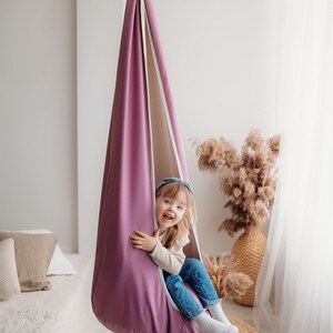 Purple sensory cocoon swing Toddler hammock Hanging pod for kids