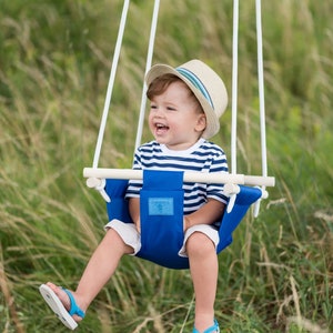 Toddler swing seat Kids Tree Wooden fabric swing Indoor and outdoor Baby swinging chair image 1