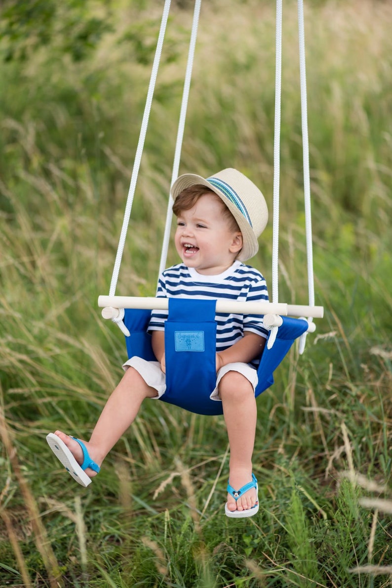 Toddler swing seat Kids Tree Wooden fabric swing Indoor and outdoor Baby swinging chair image 1