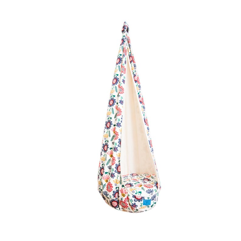 Hanging Seat Indoor Swing Chair Floral Pattern Toddler Swing Indoor Hammock Swing Toddler Gift Cocoon Cotton Hanging Chair Nursery Decor