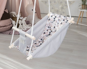 Seggiolino per altalena in tessuto grigio per bambini - Sedia sospesa per interni