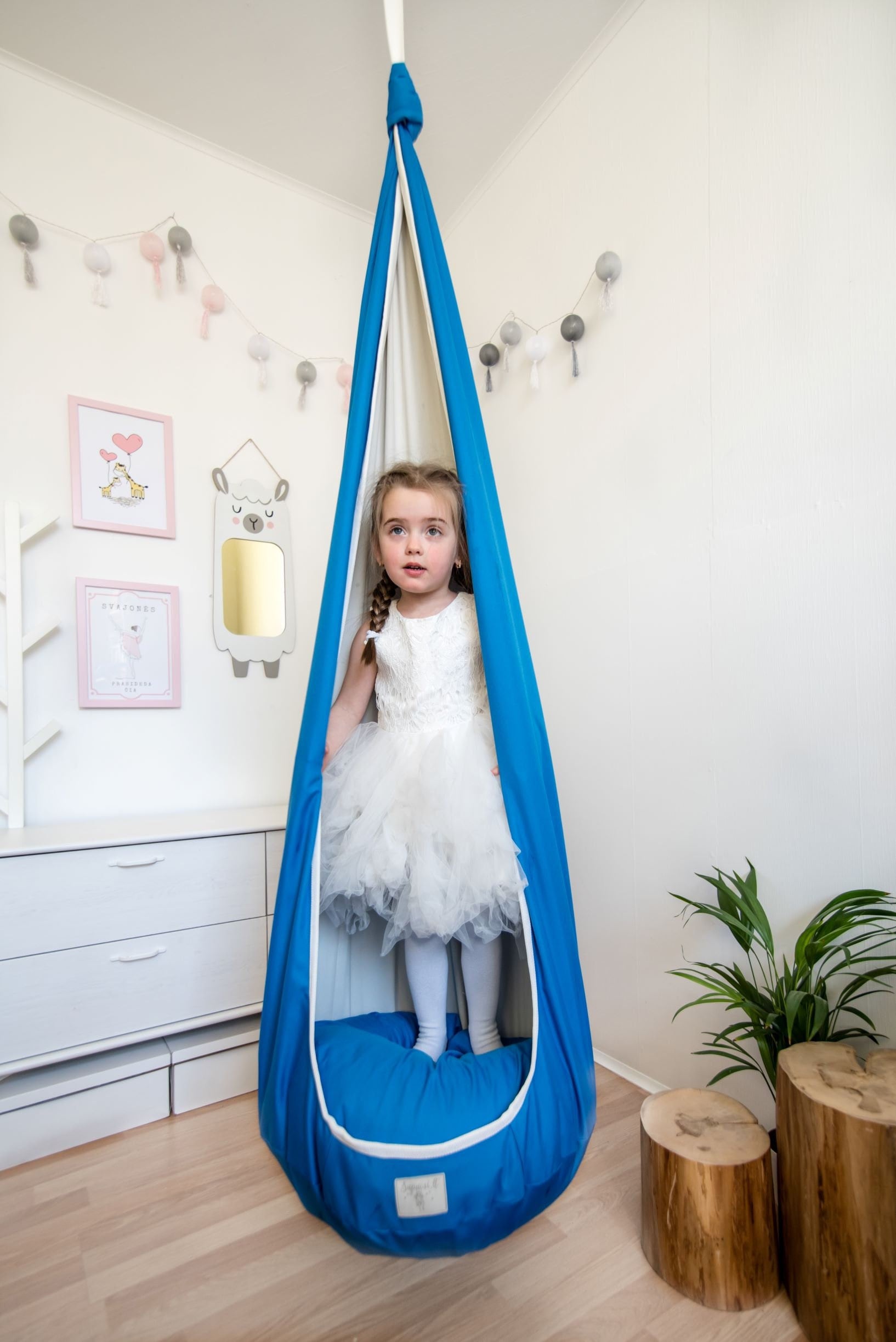 Indoor/Outdoor Sensorische Schommel Hangstoel Met Opblaasbaar Kussen Led Verlichting Pod Schommelstoel Voor Kinderen Lezen Ontspanning