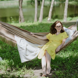 Garden hammock Portable hamaca Fringed swing bed Boho cotton beach camping hammock for kids & adults