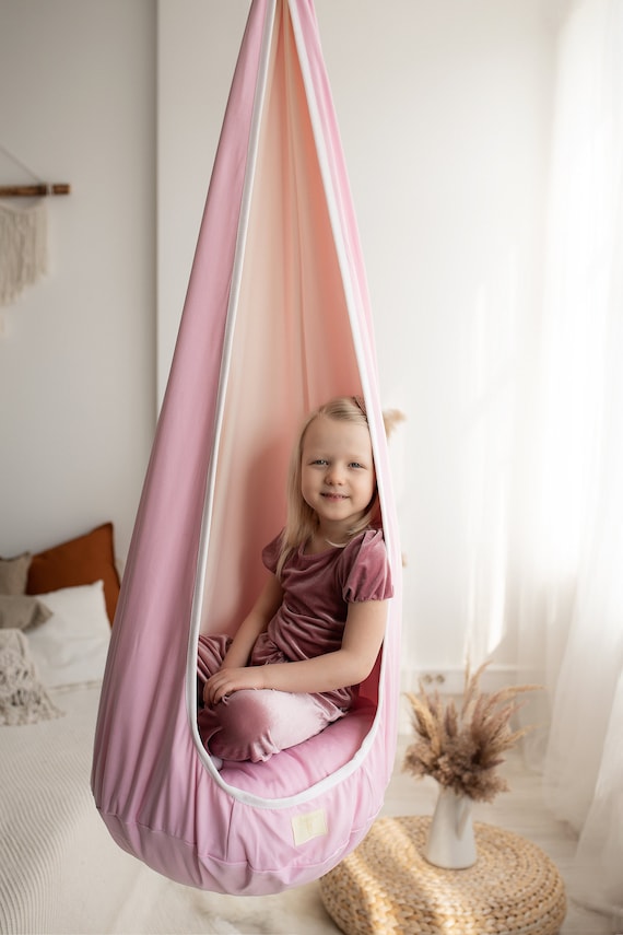 Landgoed regio Thespian Cocoon schommel Hangende stoel Indoor kinderen hangstoel Roze - Etsy België