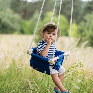 Toddler swing seat Kids Tree Wooden fabric swing Indoor and outdoor Baby swinging chair image 3