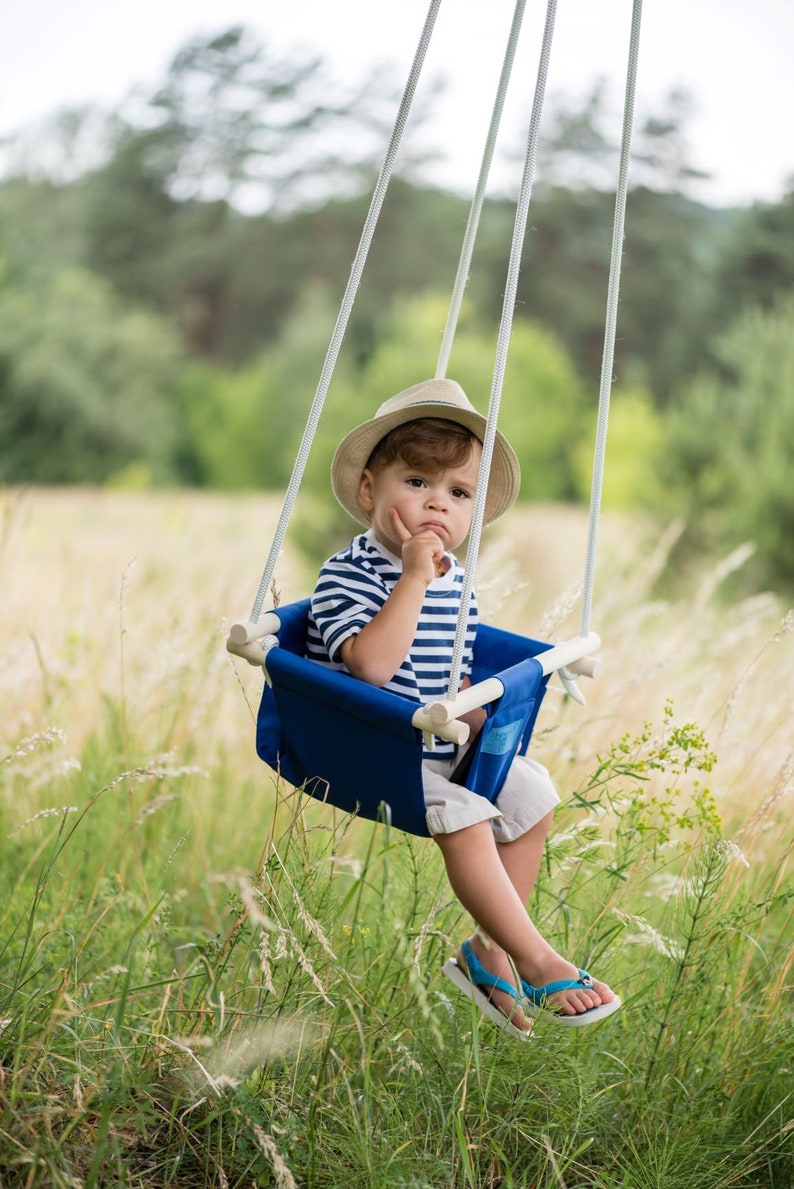 Toddler swing seat Kids Tree Wooden fabric swing Indoor and outdoor Baby swinging chair image 3