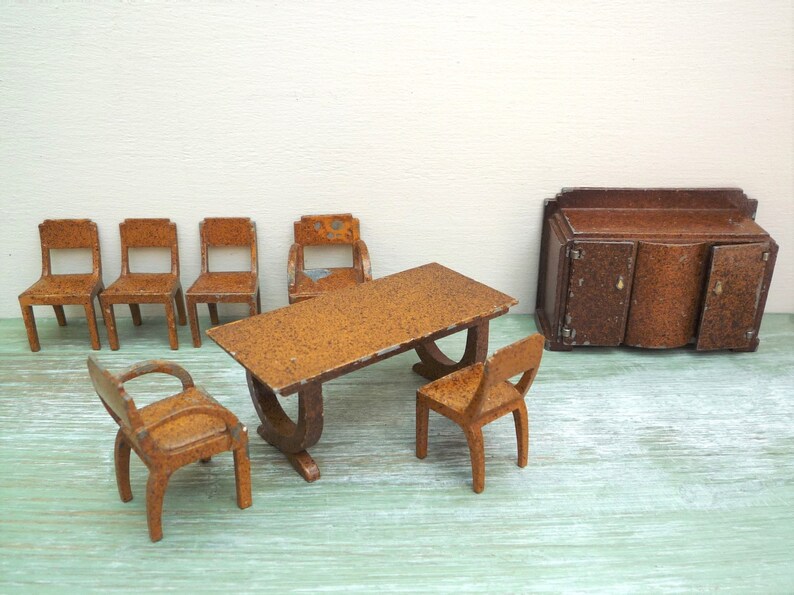 1930s Art Deco Dolls House Furniture Dinky Toy Dining Room | Etsy