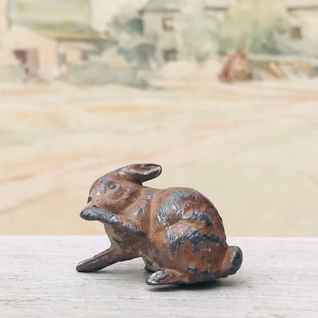 Antique Miniature Rabbit, Tiny Heyde German Cold Painted Lead Woodland ...