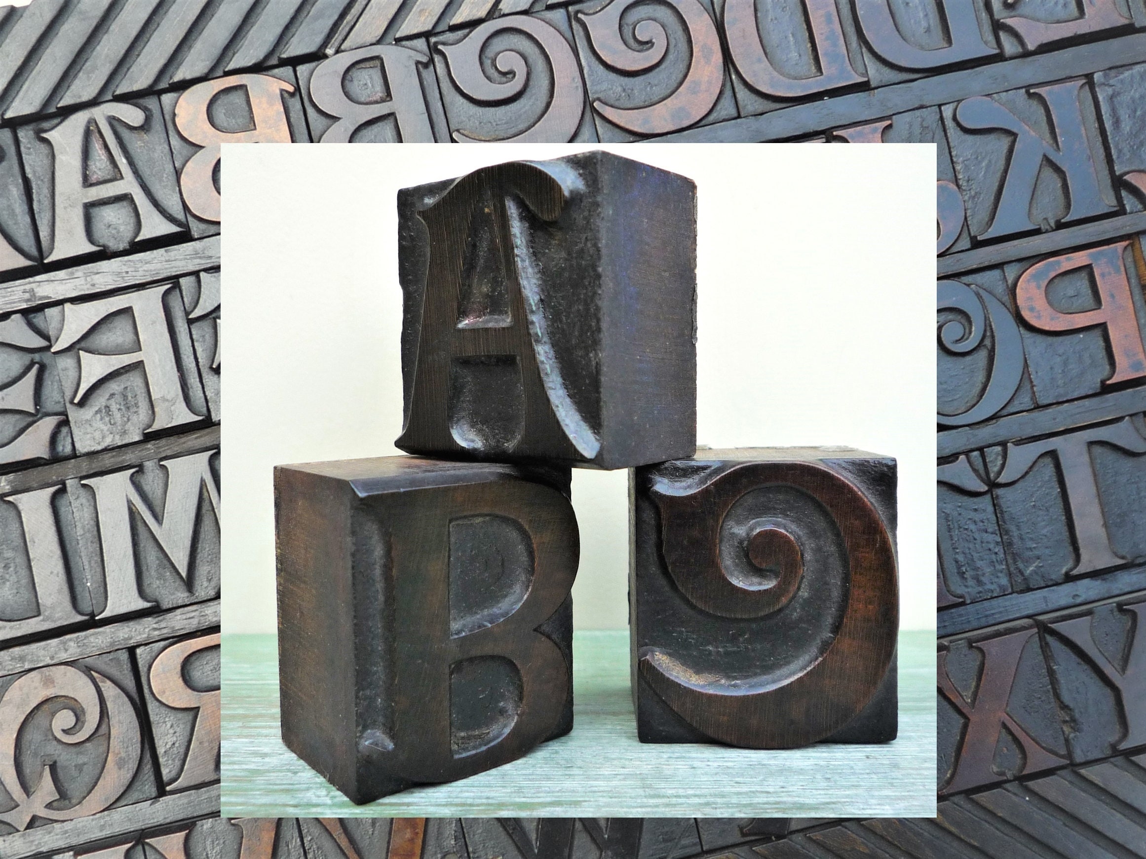vintage wooden letter blocks