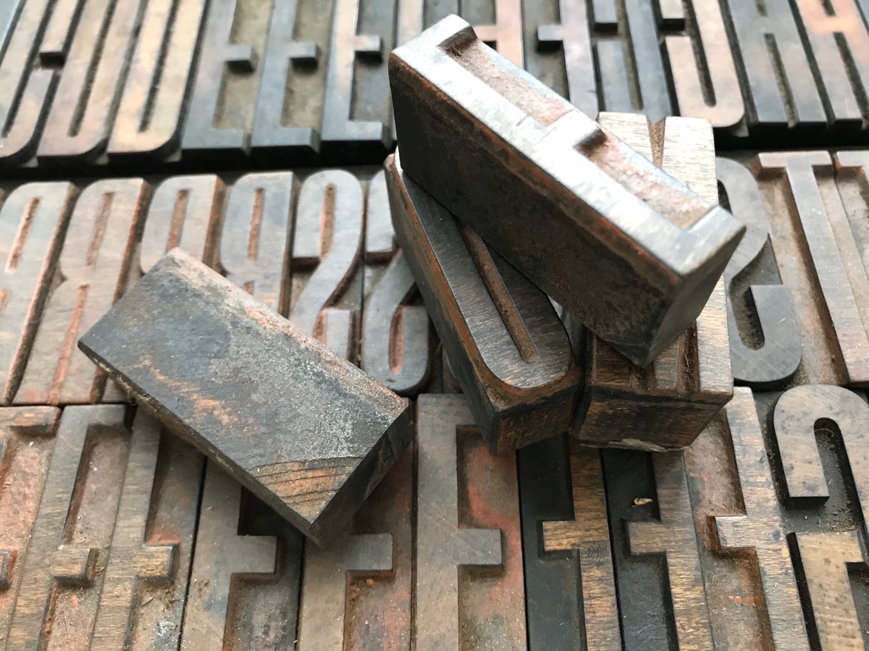 Vintage Wooden Printers' Block Capital Letters, Letterpress Wood Type