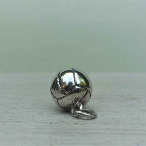 Vintage Miniature Silver Football Charm or Tiny Pendant,  Jewellery Component