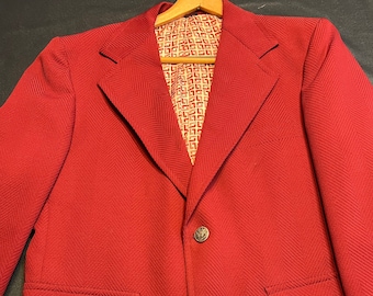 Veste de sport vintage à chevrons couleur bordeaux, vintage des années 1970, taille XL, veste de costume vintage blazer à chevrons