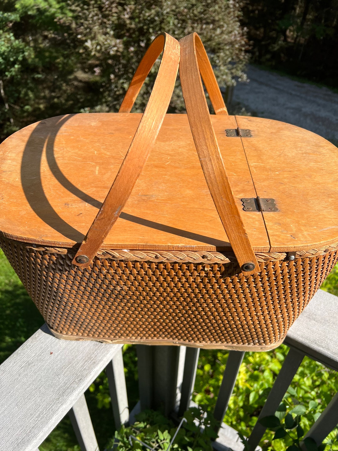 Circa 1960s Redman Wicker Picnic Basket Redman Brand W Etsy