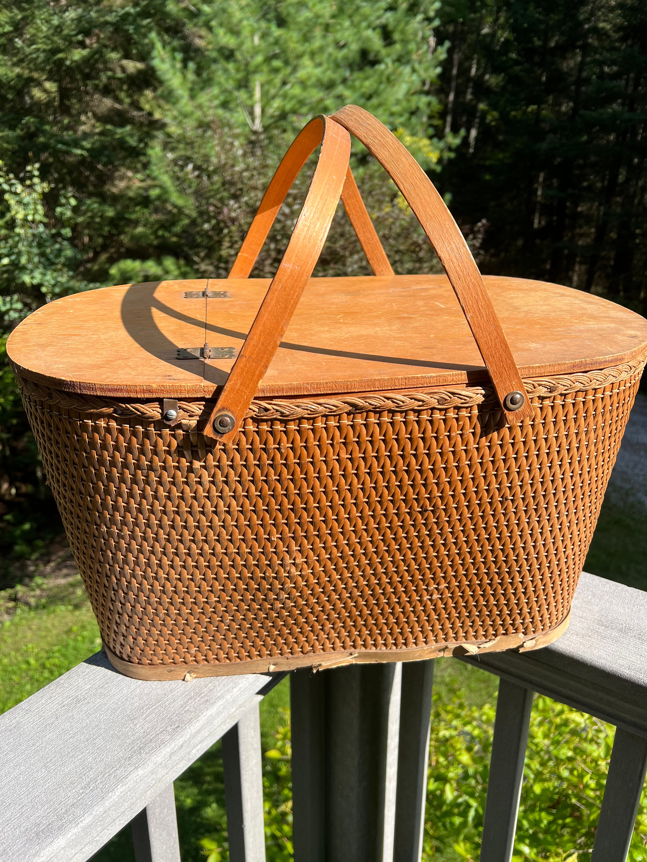 Circa 1960s Redman Wicker Picnic Basket Redman Brand W - Etsy