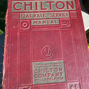 1940 Chilton Flate Rate and Service Manual. Gift for Mechanic Car Repair Service Book