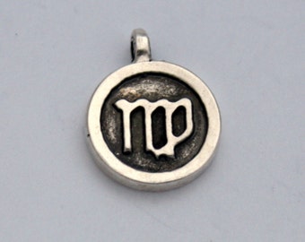 1 Virgo Zodiac Sign Charm - Mykonos Pewter Greek Casting - 15 mm (A06)