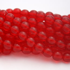 25 Czech Round Glass Beads in Siam Ruby Red - 8 mm (R27)